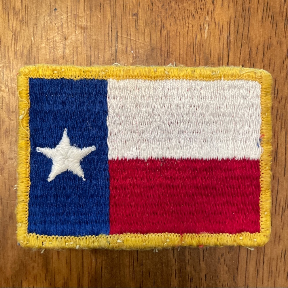 Vintage Texas Sew On Patch Applique 3.25”x2.25” Red White Blue Yellow Trim YS1:1